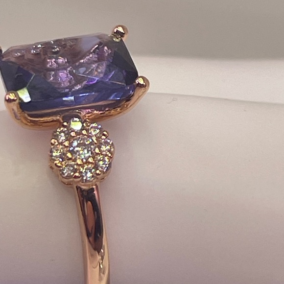 14K ROLLED AMETHYST & SAPPHIRE Ring & Earrings Set. - Picture 15 of 15